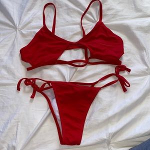 Red cheeky bikini size S